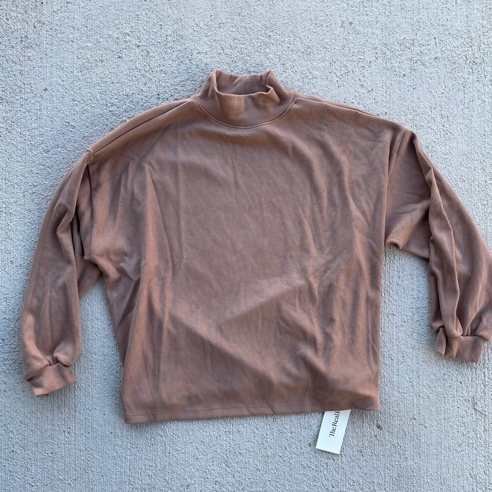 Rachel Pally Modal Mock Neck Top Medium Taupe Luxe Minimalist